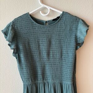 Teal Ruffle Sleeve Midi Dress - Small